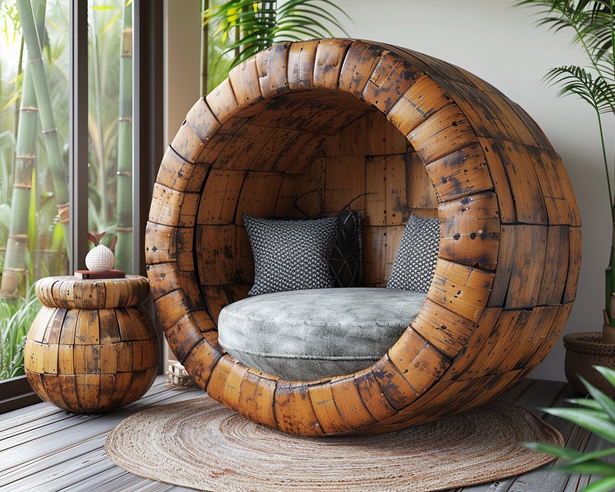 Un lit de jardin en bambou